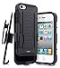 iPhone 4 Case, iPhone 4S Case, NageBee - Hybrid Armor Military Stand Holster Locking Belt Swivel Clip Combo Case for iPhone 4 & 4S (Black)