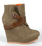 Parlane-06 Taupe Fux Suede Wedge Platform Ankle Booties High Top Heel Boot Women Shoes