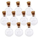 OULII 10pcs Glass Bottles Jars Glass Wish Bottles Message Bottles with Cork Wish Note Craft Bottle, Winebottle Shape, Clear