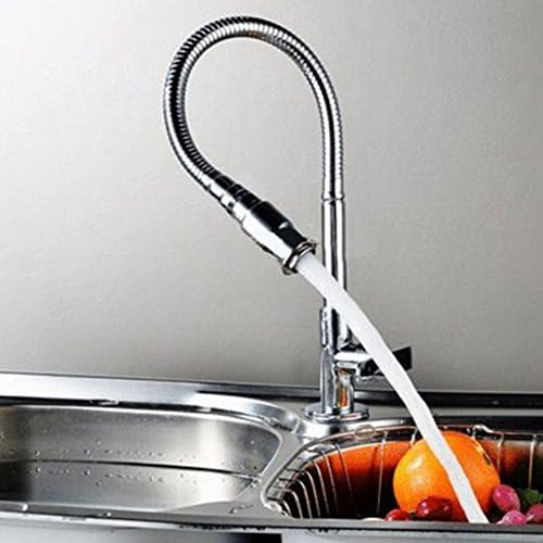 Kitchen Faucet ,Fansheng 360 Rotate Faucet Bendable Single Hole Water Tap Chrome Surface Brass Bibcock for Kitchen Bar Bathroom etc Silver