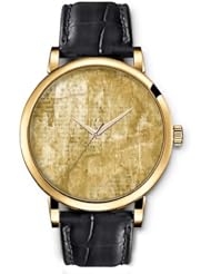 SPRAWL Aanalog Fashion Series Gold Ladies Watches of Genuine Black Leather Strap,Unique Wrist Watch for Women Girls Designed with old newspaper