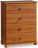 Youth Cottage Style Pine Finish 4-Drawer Storage Chest