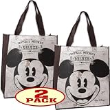 Disney Vintage Mickey Mouse Tote Bag Reusable Grocery Bags Large Size Non Woven Bag (Set of 2)