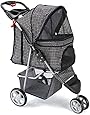 Oxgord 3 Wheeler Elite Jogger Pet Stroller Cat/Dog Easy Walk Folding Travel Carrier, Plaid Blue