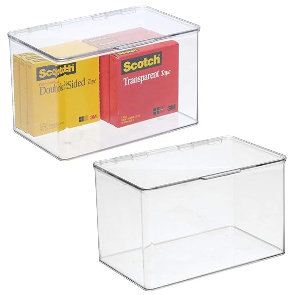 Tape Staples Office Supplies Storage Organizer Box with Attached Hinged
