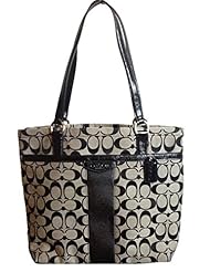Shoes: Coach Signature Stripe Tote Shoulder Bag, Style 28504 Black & White