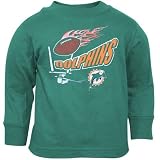 Reebok Miami Dolphins Aqua Toddler Flaming Football Long Sleeve T-shirt