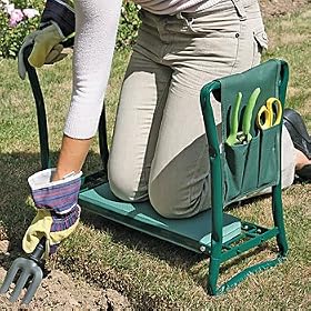 GARDEN FOLDING KNEELER SEAT CHAIR PAD STOOL STEEL FRAME