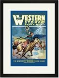Black Framed/Matted Print 17x23, Western Story Magazine: Broken Arrow Range