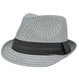 Large XLarge XL Mini Houndstooth Pattern Black White Stetson Fedora Gangster Hat