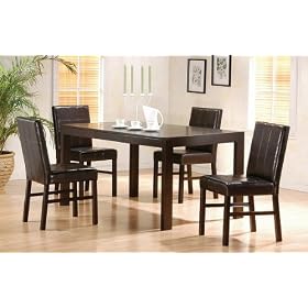5pc Contemporary Style Cappuccino Finish Dining Table & Chair Set