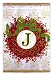 Monogram Holiday Wreath Garden Size Flag J