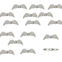 20 Angel Wings Antiqued Silver Cast Pewter Metal Beads 1 Inch 21x6mm