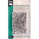Dritz size 2 Curved Safety Pins are just the right angle for easy penetration of quilt layers with no shifting. Size 2 is recommended for high loft batting. Nickel-plated steel, 40 Ct.