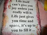 " Life itself cant give you joy unless you really will it. Life just gives you time and space, its up to you to fill it..." Wall Plaque