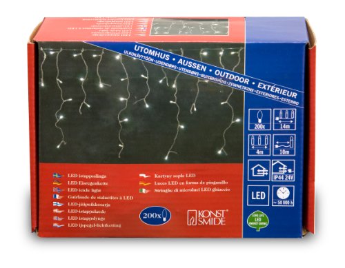 Konstsmide 3682-103 Micro LED Eisregen Lichtervorhang (200 warm wei&szlig;e Dioden, 24V Au&szlig;entra Preisvergleich