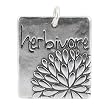 HERBIVORE Rectangular Word Pendant with Flower Blossom Design in Sterling Silver by Zoe + Piper, Helps Support Animal Charities, #7413