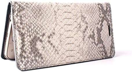Smartphone Case for Samsung Galaxy S6 Edge and Galaxy S6 - Fine Leather Snake Pattern Diary - 100% Handmade Premium (Ivory)