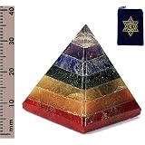 CHAKRA PYRAMID STONE w/ Heart Chakra Pouch ~ 7 Chakra Stones ~ Red Jasper, Peach Aventurine, Golden Quartz, Green Aventurine, Lapis Lazuli, Amethyst, & Crystal Quartz ~ 30-40mm Size