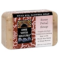 One With Nature Dead Sea Mineral Soap, Rose Petal, 7-Ounces