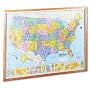 American Map 715715 Heritage full-color laminated u.s. political map, oak frame, 52w x 36h