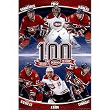 Montreal Canadiens (100 Seasons) Sports Poster Print - 24x36 custom fit with RichAndFramous Black 24 inch Poster Hangers
