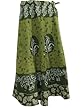 Boho Skirt, Bohemian Cotton Skirt Mod Retro Green Batik Wrap Skirt Tie Waist