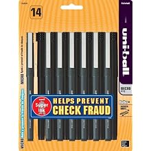 uni-ball Roller Micro Point Roller Ball Pens, 14 Black Ink Pens (1754121)