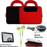 Apple Ipad Tablet ( 3G , wifi , WiFi + 3G ) Hard Nylon Cube with Pocket Carrying Case for ipad ( iPad Accessories Only ) + Includes a 4-inch eBigValue (TM) Determination Hand Strap + iPad Touch Anti Glare Screen Protector Guard (Compatible with all Versions of iPad) + Also includes a set of Fashion Earbud Headset Headphones 3.5mm Jack In-Ear Stereo + Includes an earphone case Clamshell Style with Zipper Enclosure, Inner Pocket, and Durable Exterior!