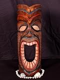 CARVED TIKI MASK 20 - HAPPY TIKI - HAWAIIAN DECOR