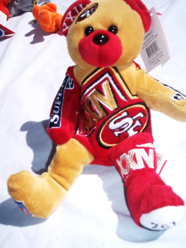 SF 49ers vs Denver Broncos RARE Offical NFL Super Bowl XXIV(24) Collectable Plush Bear