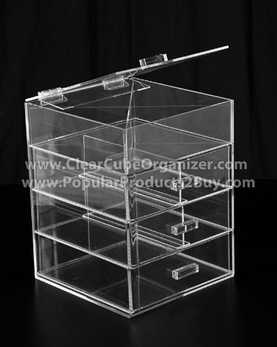 Black Friday Acrylic Clear Cube Makeup Organizer 5 Drawers Display
