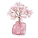 Top Plaza Chakra Healing Crystals Copper Money Tree Wrapped On Natural Rose Quartz Base Feng Shui Luck Figurine