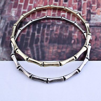 Suravitshop @@Vintage Alloy Bamboo Bangle Silver