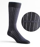 Hugo Boss Men's Pinstriped with Logo Mid-Calf Dress Socks Hosiery