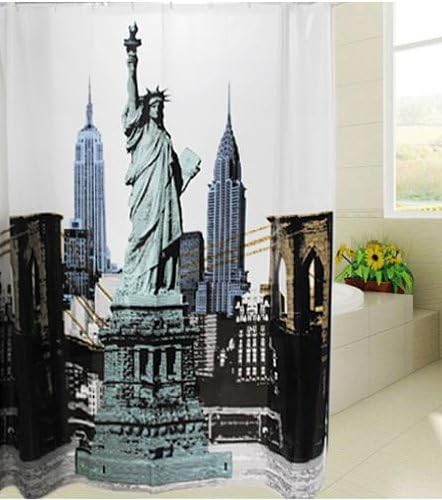 LSW "Cities" Vinyl EVA Shower Curtains with Rings (New York)