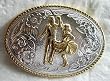 SQUARE DANCING  STERLING SILVER/GOLD PLATED  BELT BUCKLE