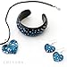 Chuvora Hand Blown Venetian Murano Glass Blue with Tiny Flowers Pendant Necklace, 18-20 inches