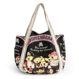 ILEA - [Pirates Bear] 100% Cotton Eco Canvas Shoulder Tote Bag / Shopper Bag / Multiple Pockets