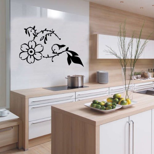 Imagen 2 de Etiqueta de la pared f64 flores muy bonitas con adornos elegantes 40x26 cm