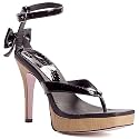 Leg Avenue Shoes Women's LA460-JADE 4" Geisha Square Toe Thong Sandal W/1"Platform and Faux Wood Platform & Heel