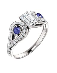 14K White Gold Emerald Cut Diamond and Tanzanite Ring -- LIFETIME WARRANTY