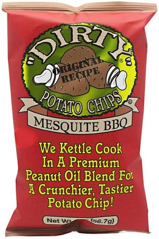 Dirty 6 Pack Caddy 2oz Bags Kettle Potato Chips Assorted Flavors (Mesquite BBQ)