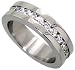 Surgical Steel Flat 6mm Wedding Band Eternity Ring 2.5mm CZ Stones, sizes 5 to 9