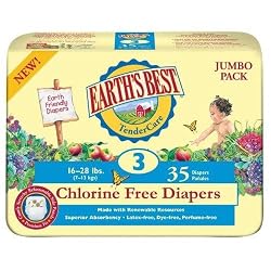 Earth's Best TenderCare Chlorine Free Diapers, Size 3 (16-28 Pounds), 140 Count