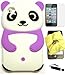 BUKIT CELL (TM) PURPLE Cute Panda 3D Cartoon Soft Silicone Gel Skin Case Cover for IPOD TOUCH 4 4G 4TH GENERATION + Free Screen Protector + Free METALLIC Detachable Touch Screen STYLUS PEN with Anti Dust Plug