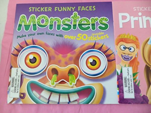 Fun Sticker Funny Faces 3 Book Bundle Fairies Monsters Princesses. Make and Mix Up Bright Colored Faces. No Tech Fun.