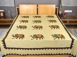 Rajasthani Elephant Patch & Jogi Embroidered Traditional Figured Cotton Bed ....