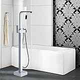 バスタブの蛇口 滝型 フロア立ち 混合水栓 浴室のシャワーサウナ家具 クロームポリッシュ シルバー色
