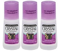 Crystal Body 30063 Crystal Body Deodorant, 2.25-Ounce Roll-Ons in 3-Count Packages (Pack of 2)